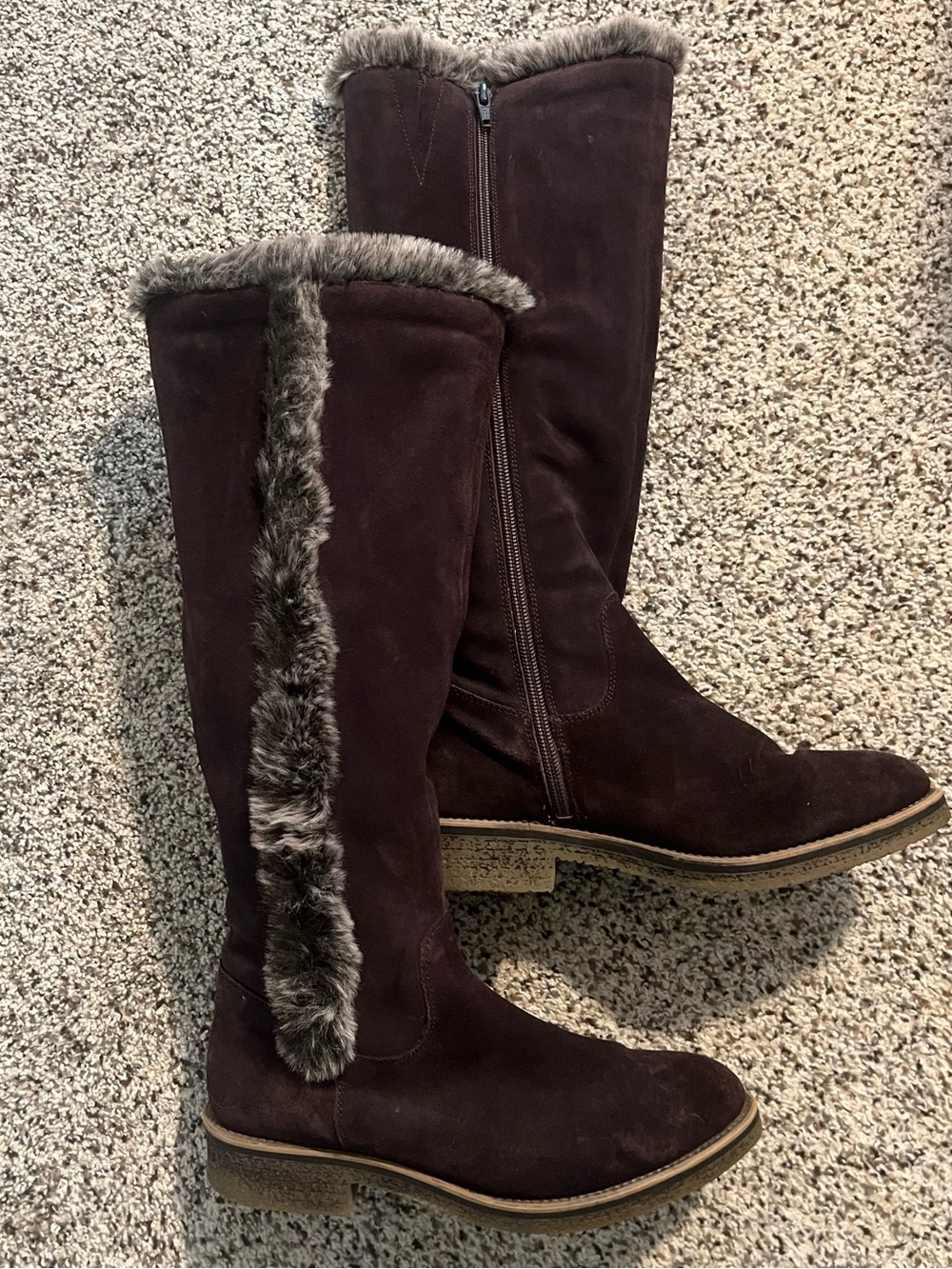Anthropologie thigh high zip fur boots size 7